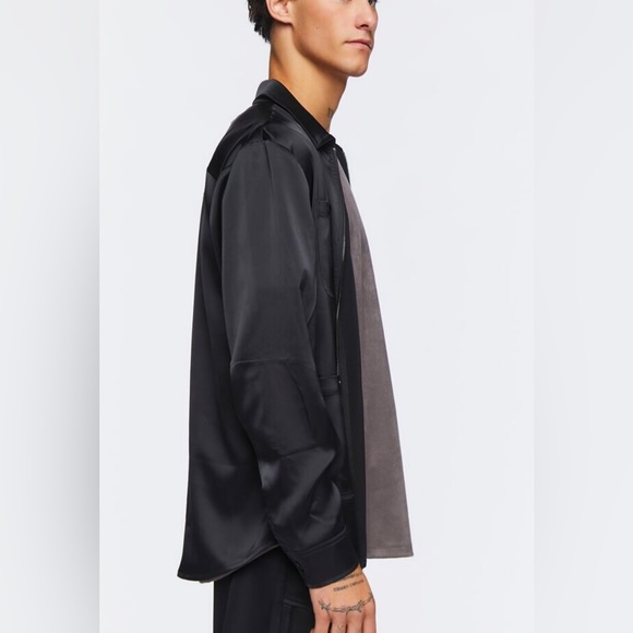 Forever 21 Men’s Black Size Large Zip Up Long Sleeve 4-Pocket Shirt (Pre-Owned) - Picture 4 of 9